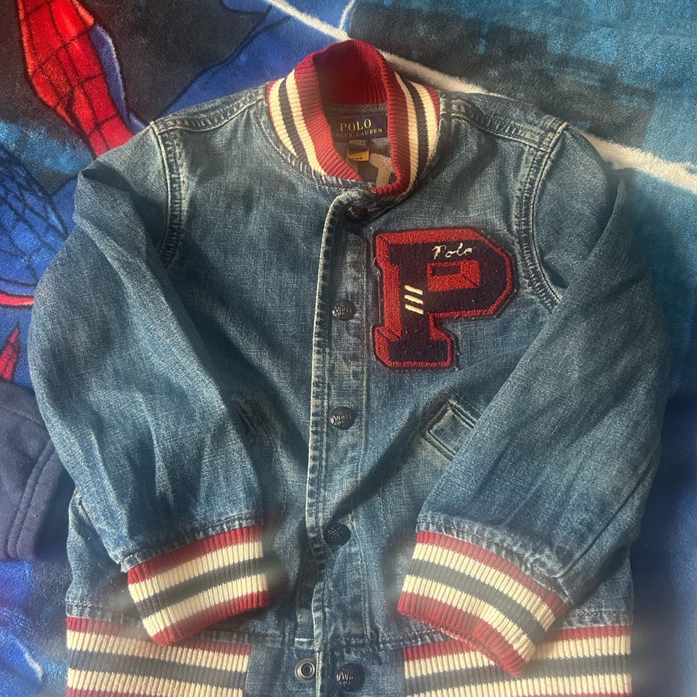 Polo Ralph Lauren”RL Tigers” denim letterman jacket Sz 5t good condition